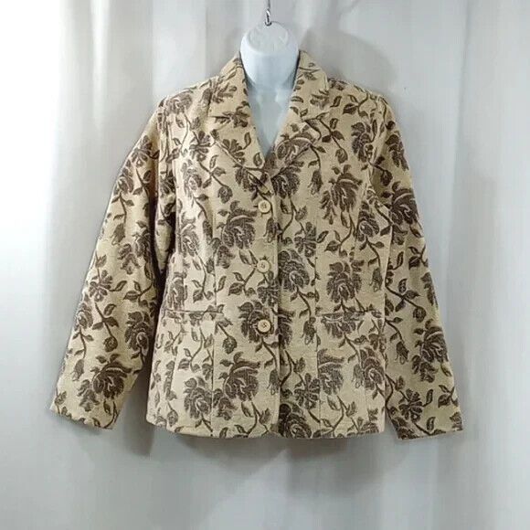 Denim&Co Jackets & Blazers - Denim & Co Corduroy blazer women's size medium floral tan